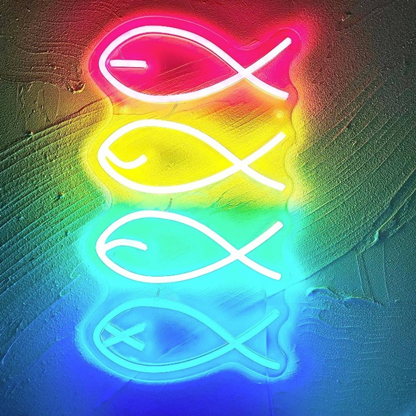 Lovely Bright Colorful Rainbow Mood Fish LED Night Light Room Wall Decoration