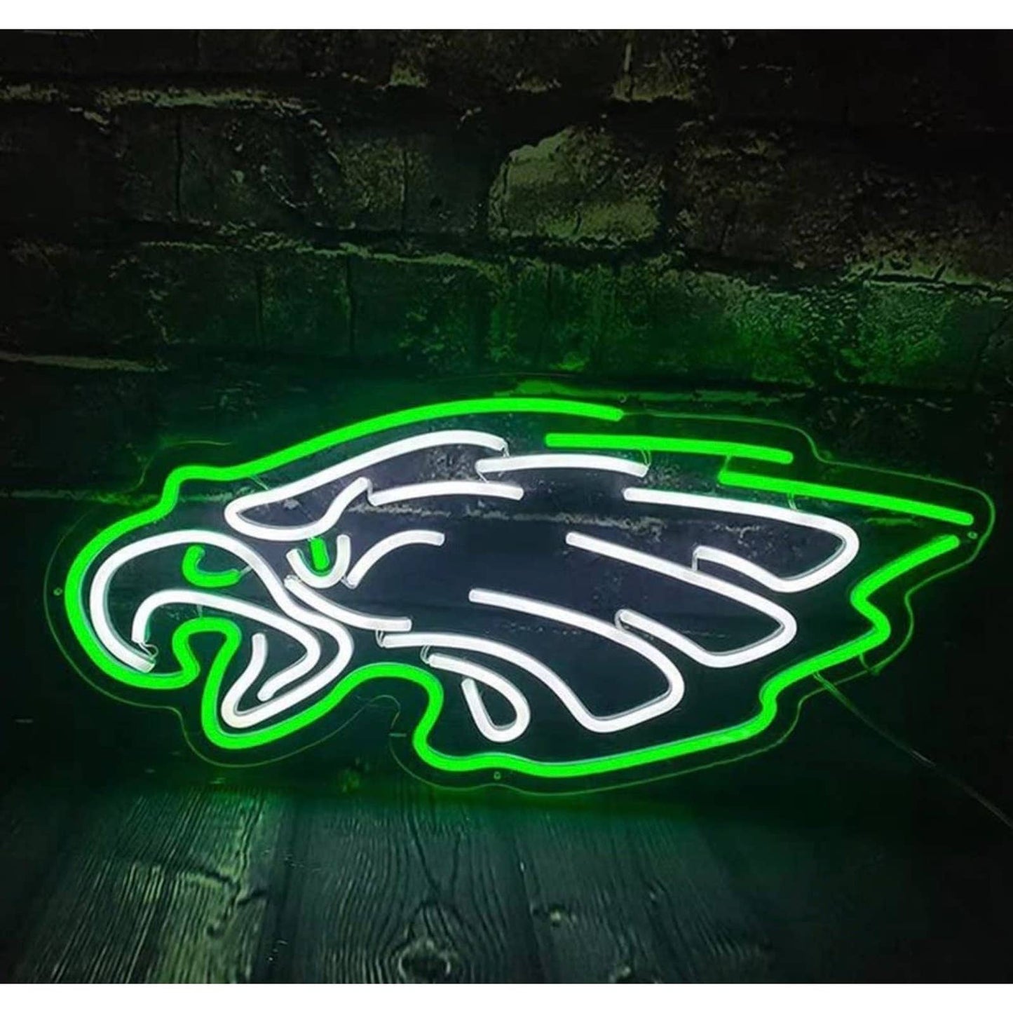 Bright Green / White Philadelphia Eagles Football Logo LED Light NFL Sport Decor
