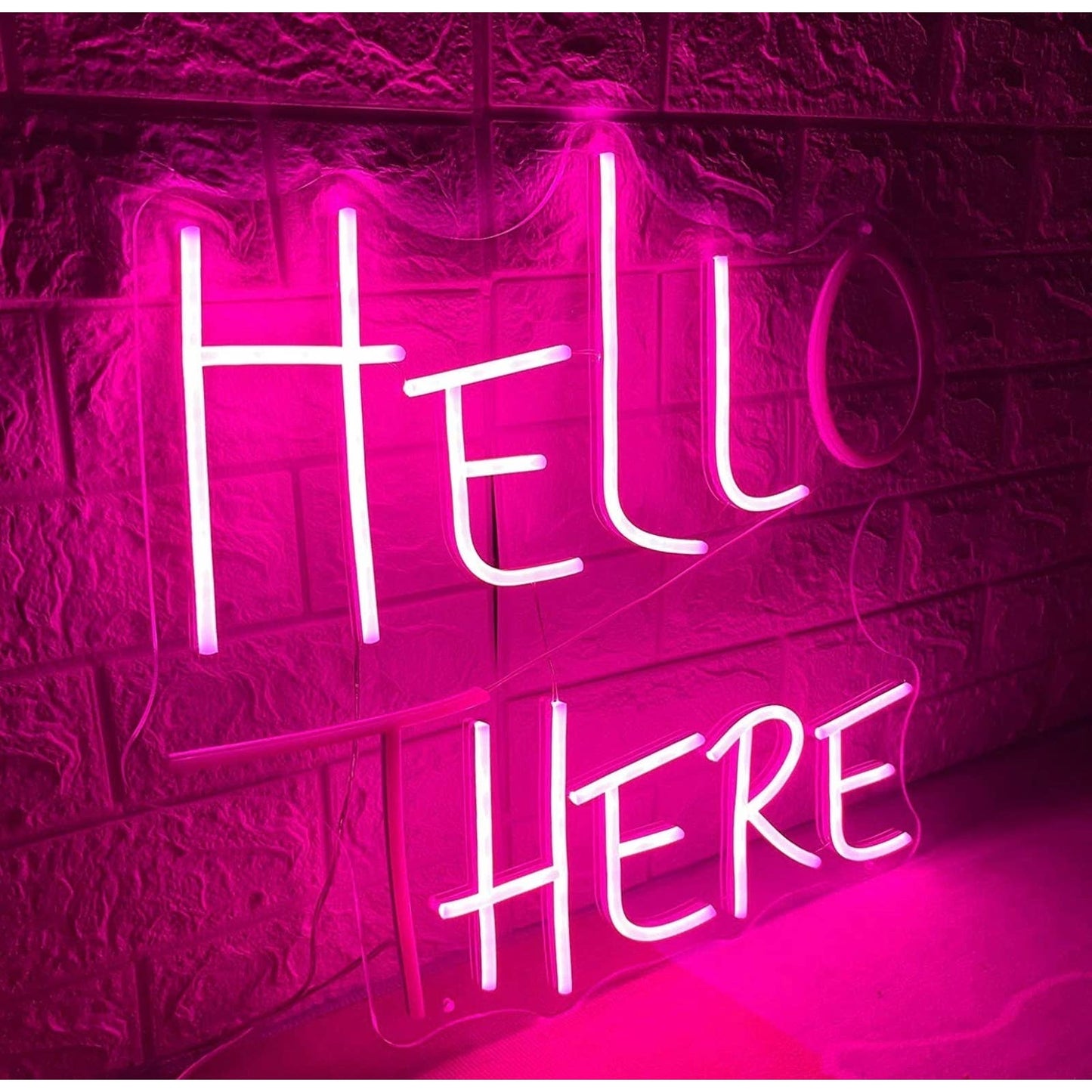Funny Bright Vivid Pink Hello There / Hell Here LED Night Light Room Wall Decora
