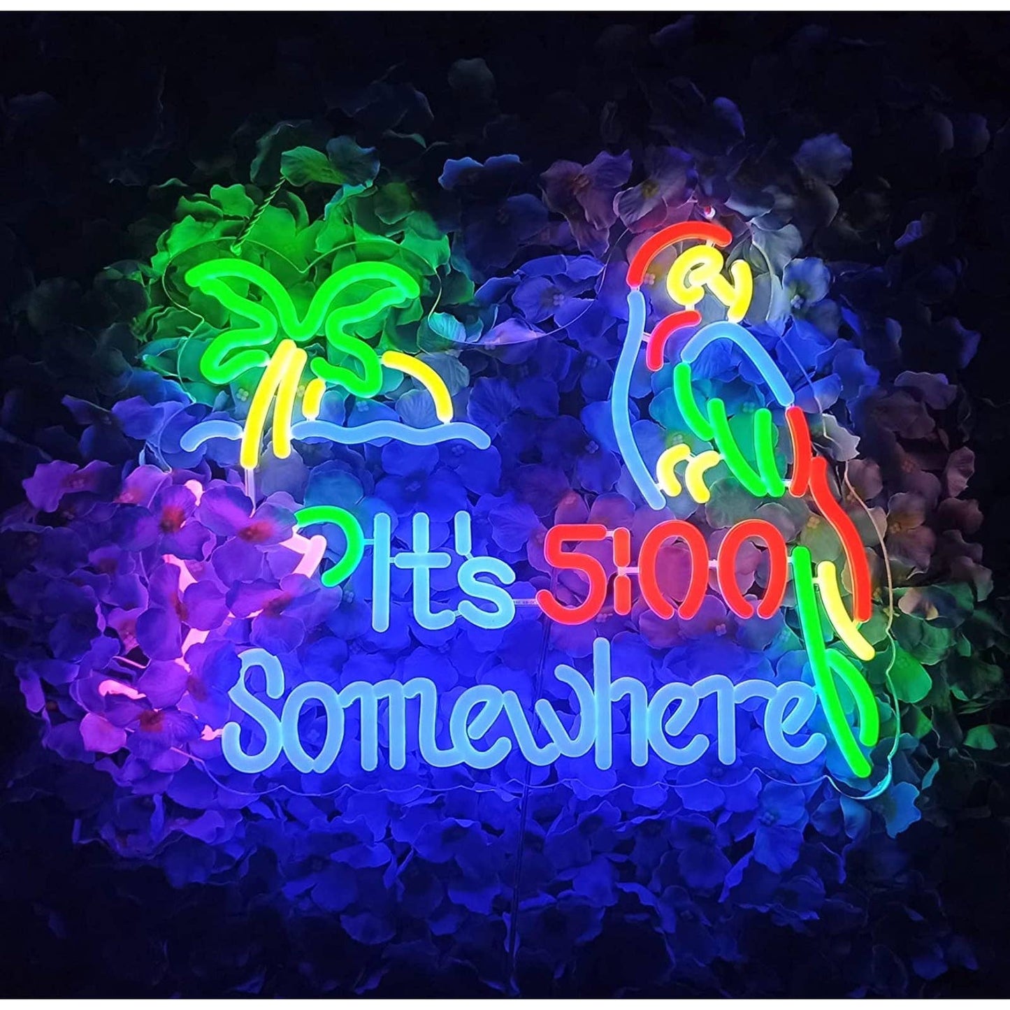 Fun Quality Colorful “It's 5:00 Somewhere” LED Night Bar Light Party Wall Decora