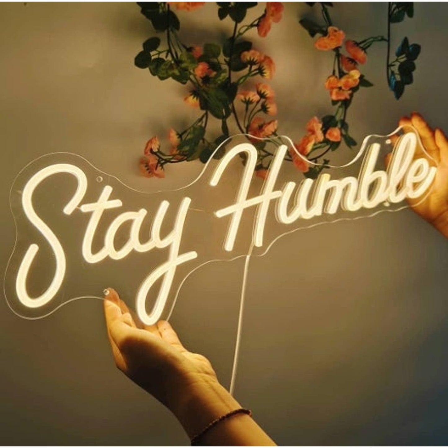 Warm Bright Positive “Stay Humble” LED Night Light Room Wall Decoration