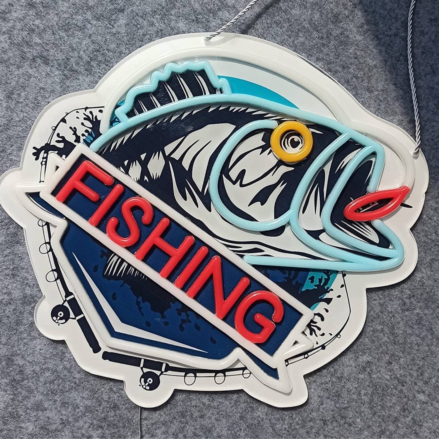 Bright Fishing Fish LED Night Light Hanging Room Wall Decoration