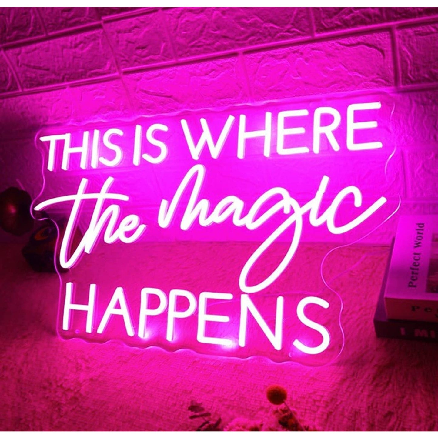 Lovely Bright Fancy Pink “This is Where the Magic Happens” LED Night Light Decor