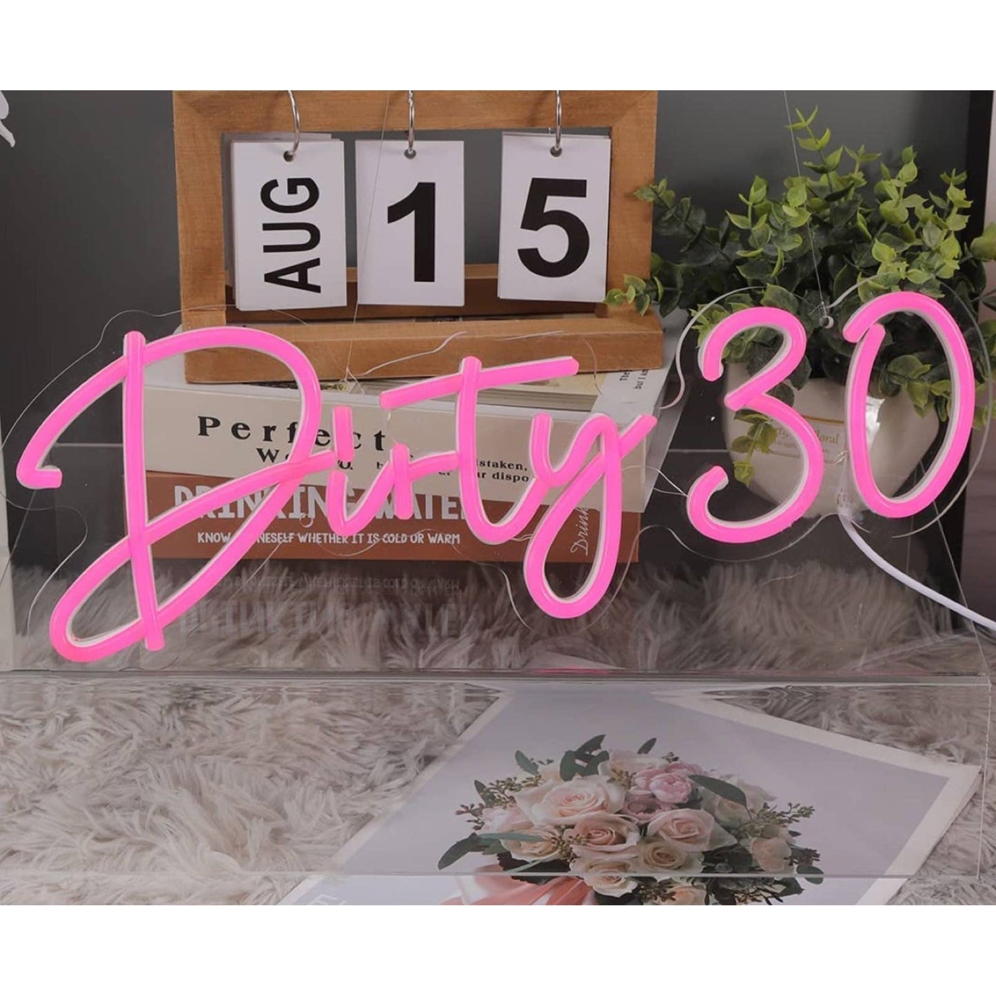 Lovely Bright Pink “Dirty Thirty” LED Night Light Birthday Party LED Light Room