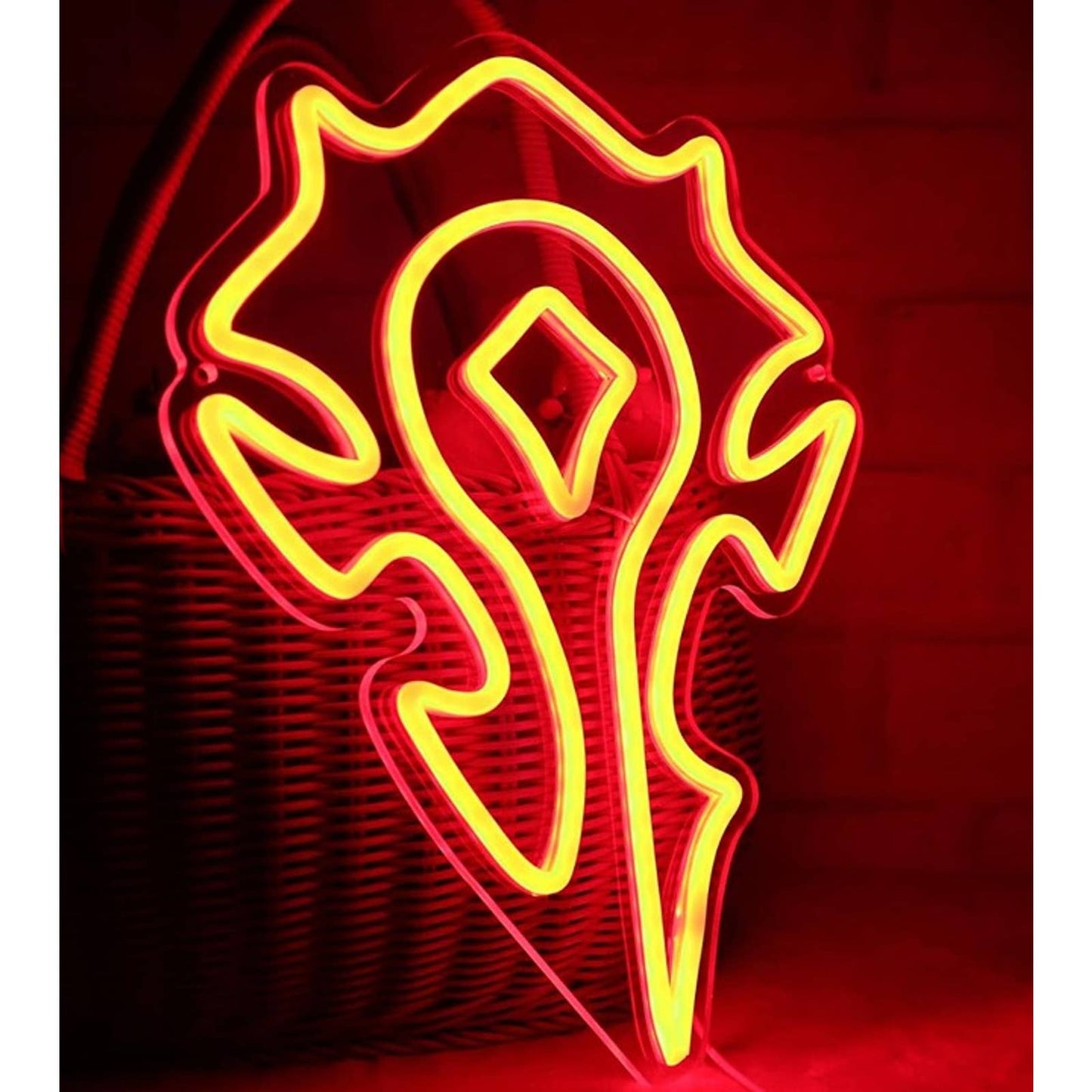 Vivid Bright Red WarCraft Logo LED Night Light Game Room Decor