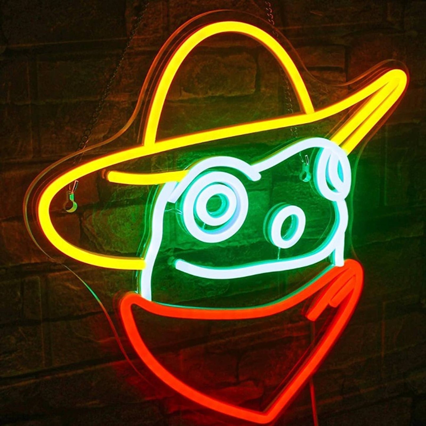 Fun Vivid Bright Green Cowboy Frog LED Night Light Western Decoration