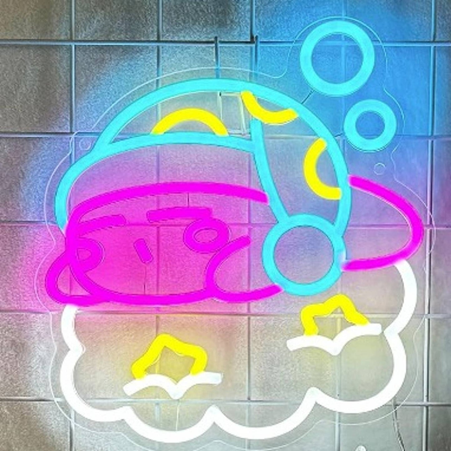 Adorable Vivid Bright Sleeping Baby Kirby on a Cloud w/ Stars LED Night Light