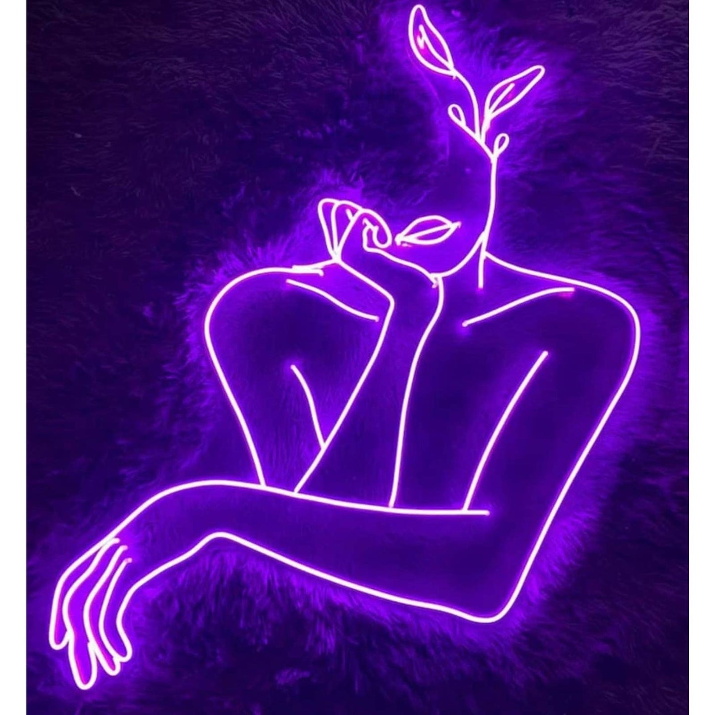 Lovely Bright Purple Plant Lady LED Night Light Room Wall Art Decoration