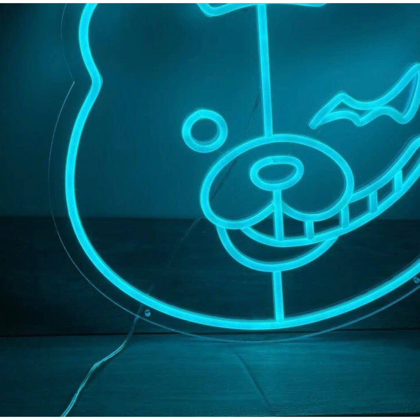 Fun Bright Blue Good / Evil Teddy Bear LED Night Light Room Wall Decoration