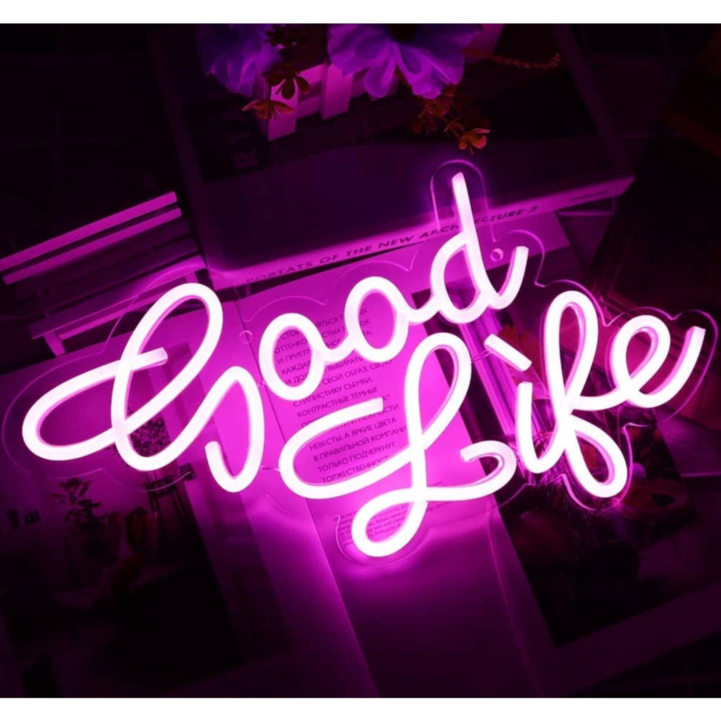 Lovely Bright Pink “Good Life” LED Night Light Room Wall Decoration