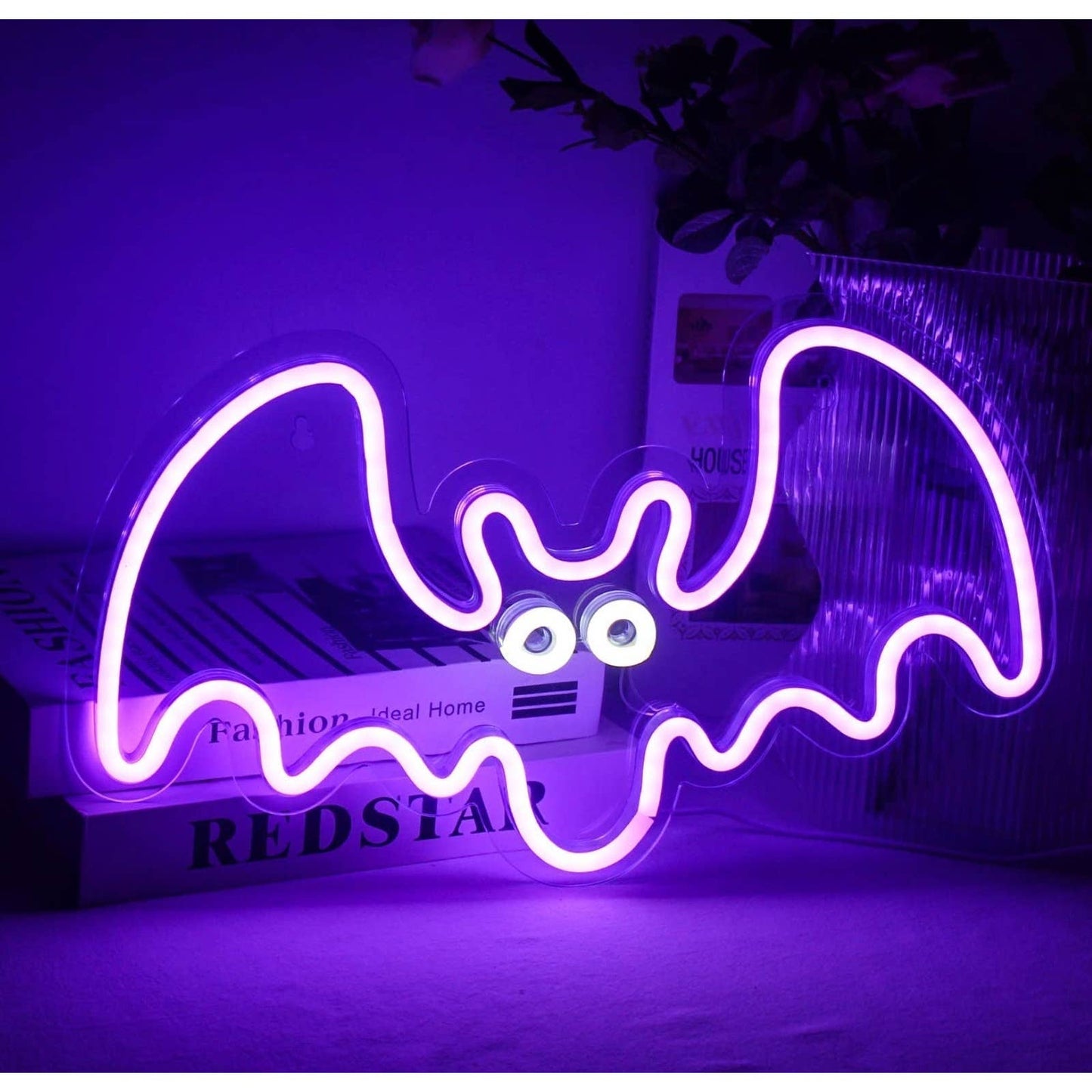 Spooky Fun Bright Purple Bat LED Night Light Halloween Decor