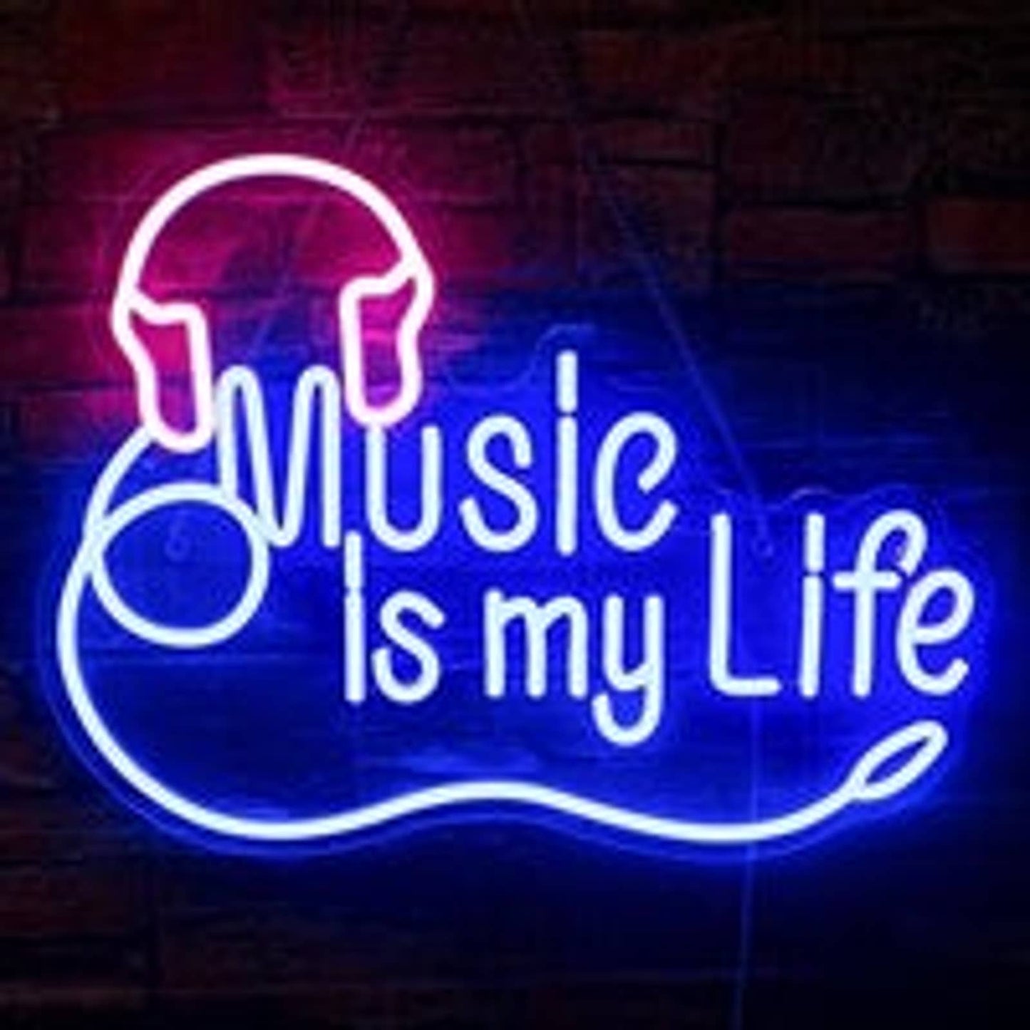 Fun Bright Vivid Colorful Music is my Life LED Night Light Room Wall Decoration