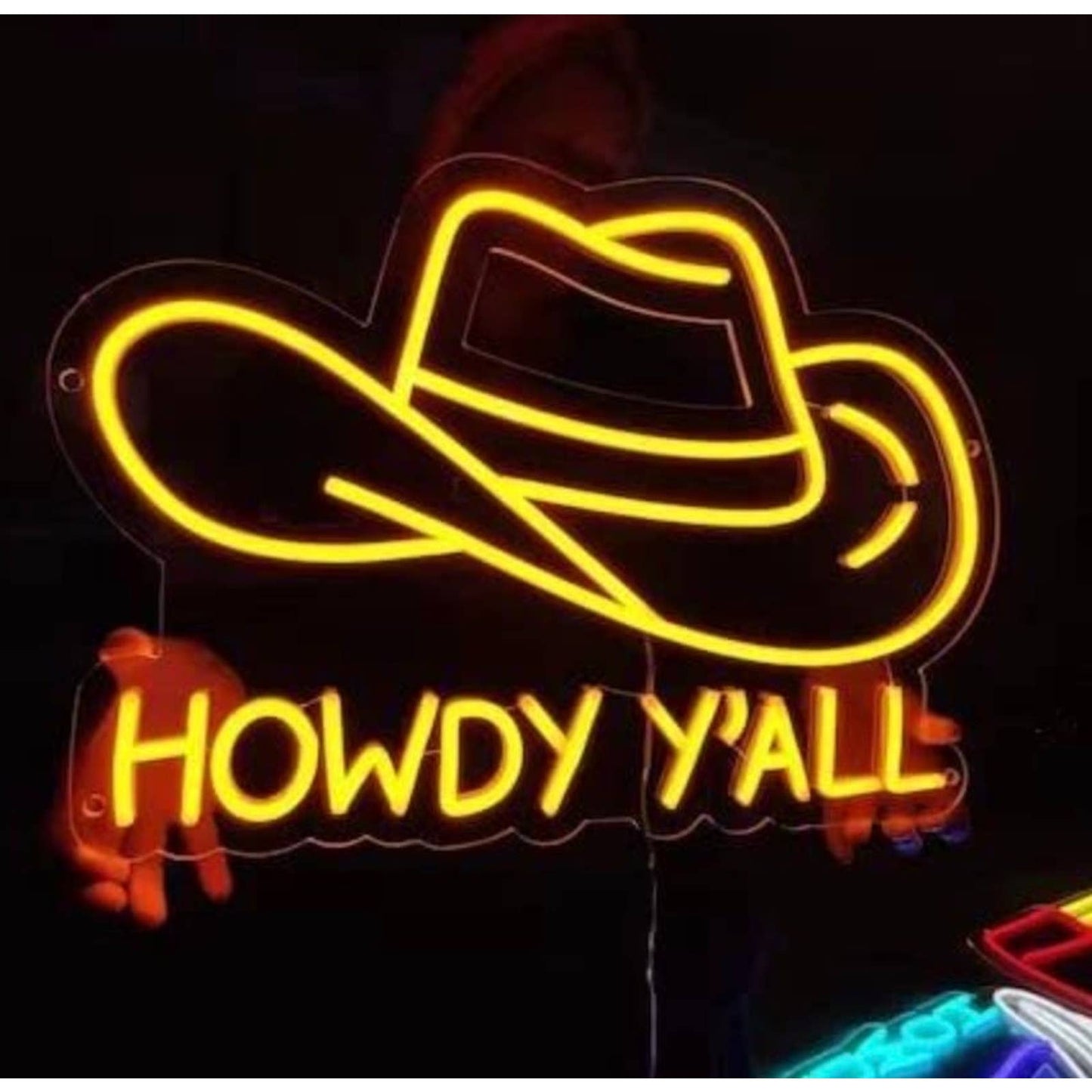 Fun Bright Howdy Ya’ll Cowboy Country Hat LED Night Light Room Wall Decor