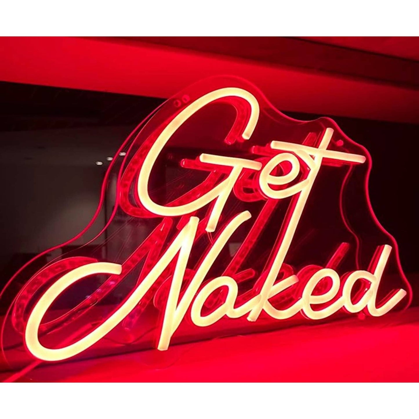 Fun Bright Red “Get Naked” LED Night Light Room Wall Decoration
