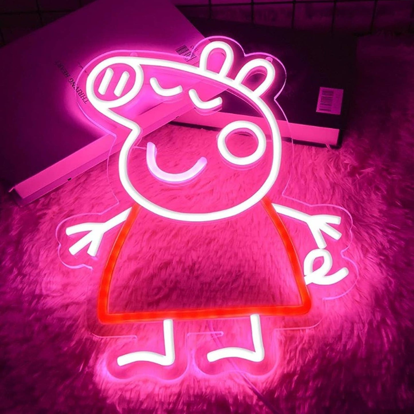 Fun Vivid Bright Pepe the Pig Cartoon LED Night Light Room Wall Decoration