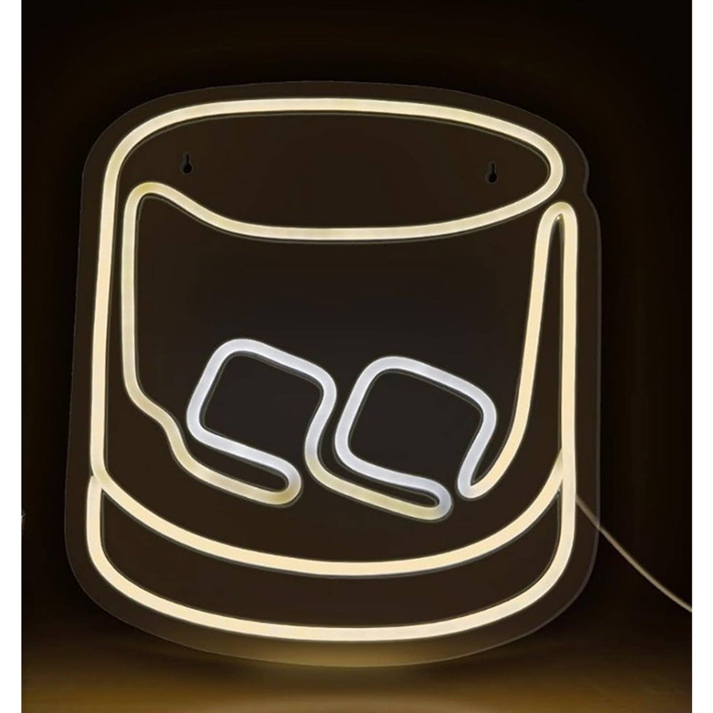 Vivid Bright Whisky Glass with Ice LED Night Light Room Wall Bar Decoration
