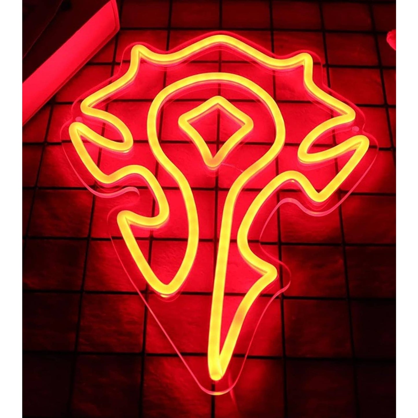 Vivid Bright Red WarCraft Logo LED Night Light Game Room Decor