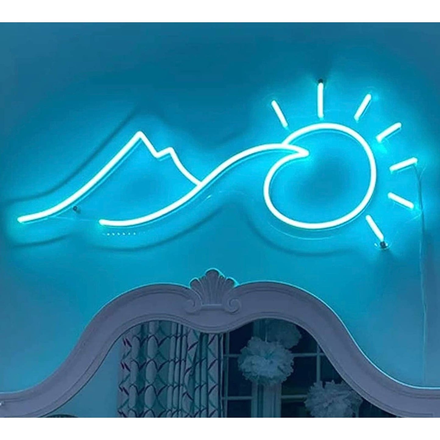 Lovely Bright Blue Sun Mountain Wave LED Night Light Room Wall Decoration