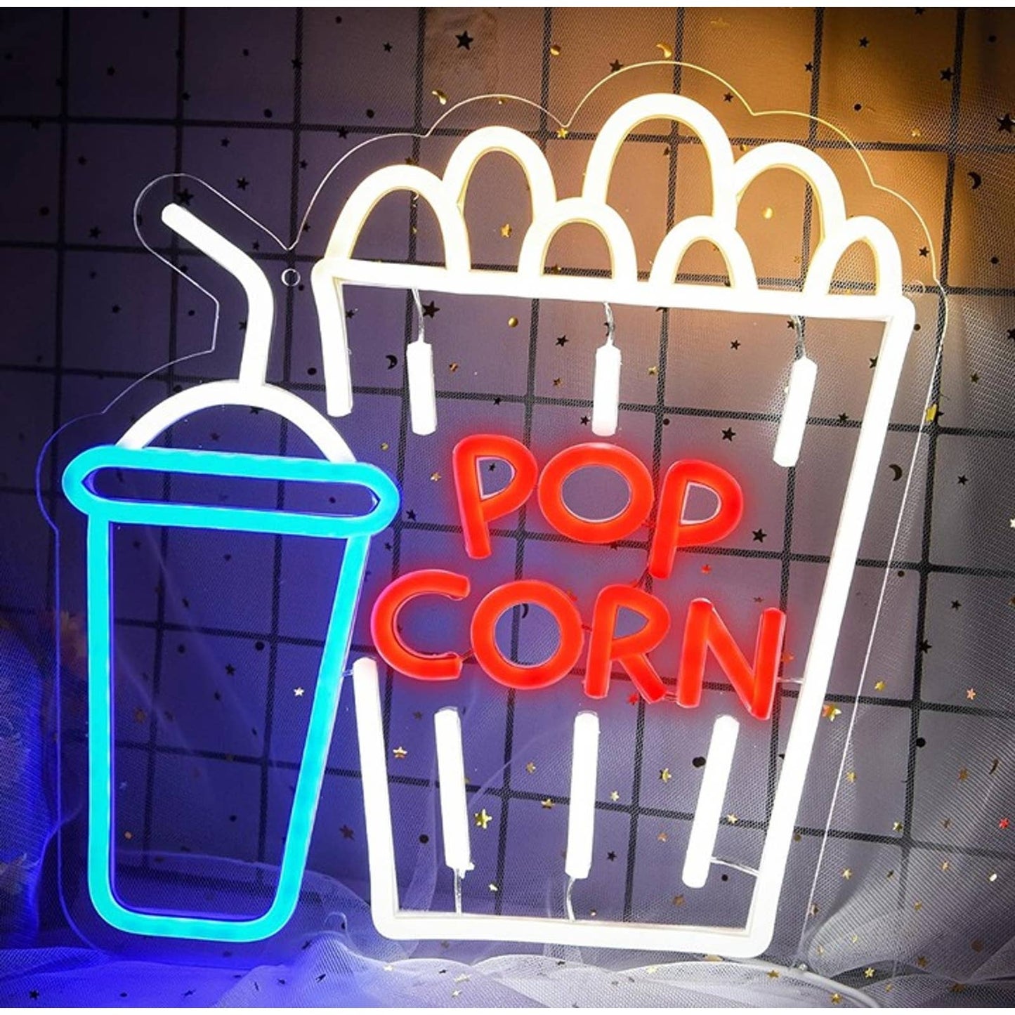 Vivid Fun Bright Popcorn & Drink LED Night Light Theater Cinema Decor