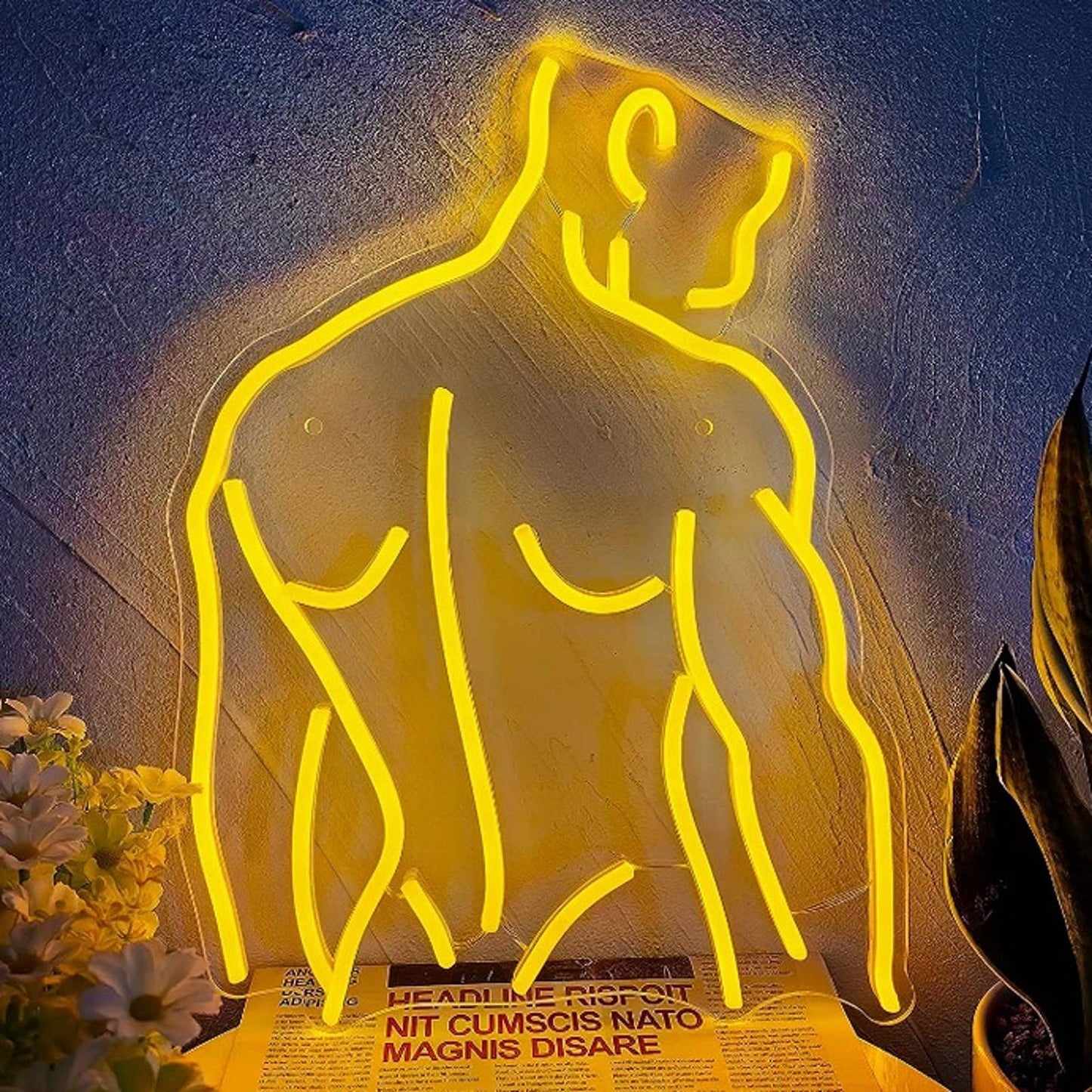 Lovely Bright Yellow Man Back LED Night Light Room Wall Art Decoration