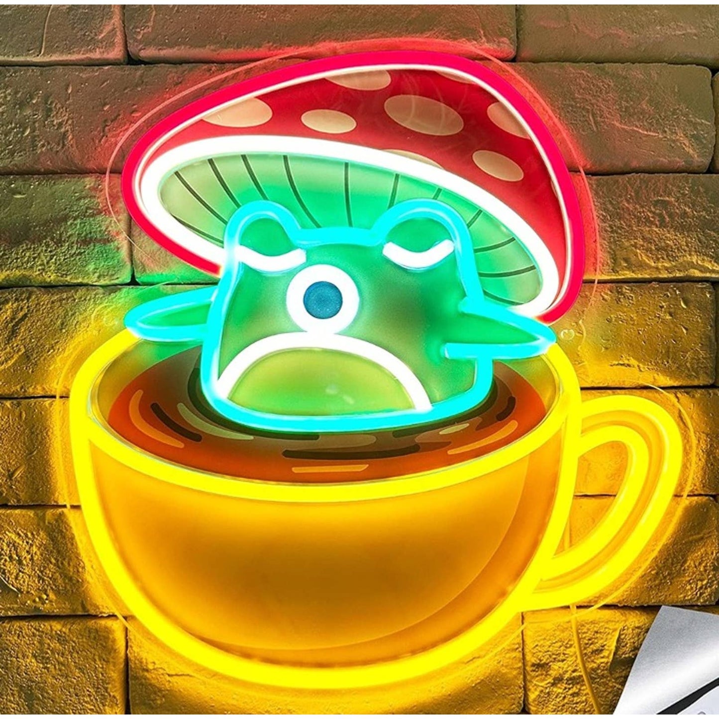 Fun Vivid Bright Baby Mushshoom in a Tea Cup LED Night Light Decor