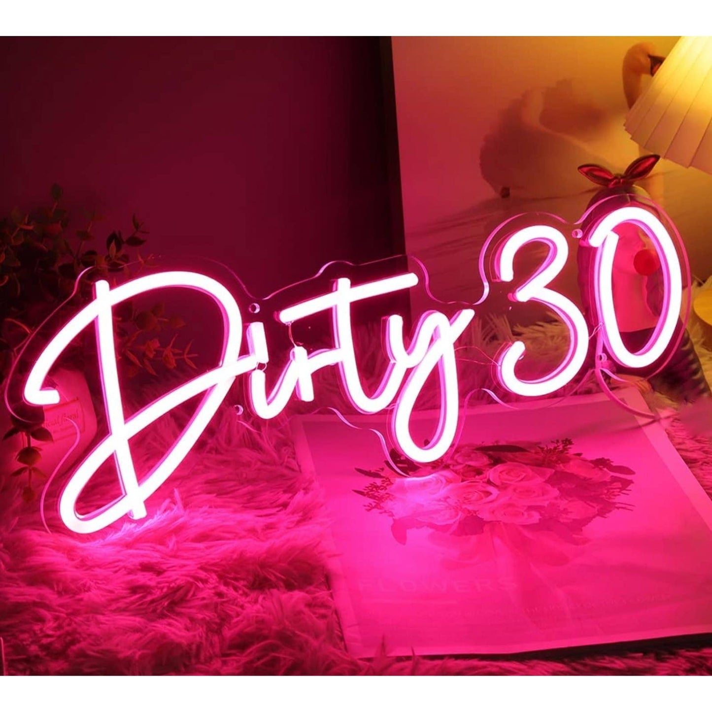 Lovely Bright Pink “Dirty Thirty” LED Night Light Birthday Party LED Light Room