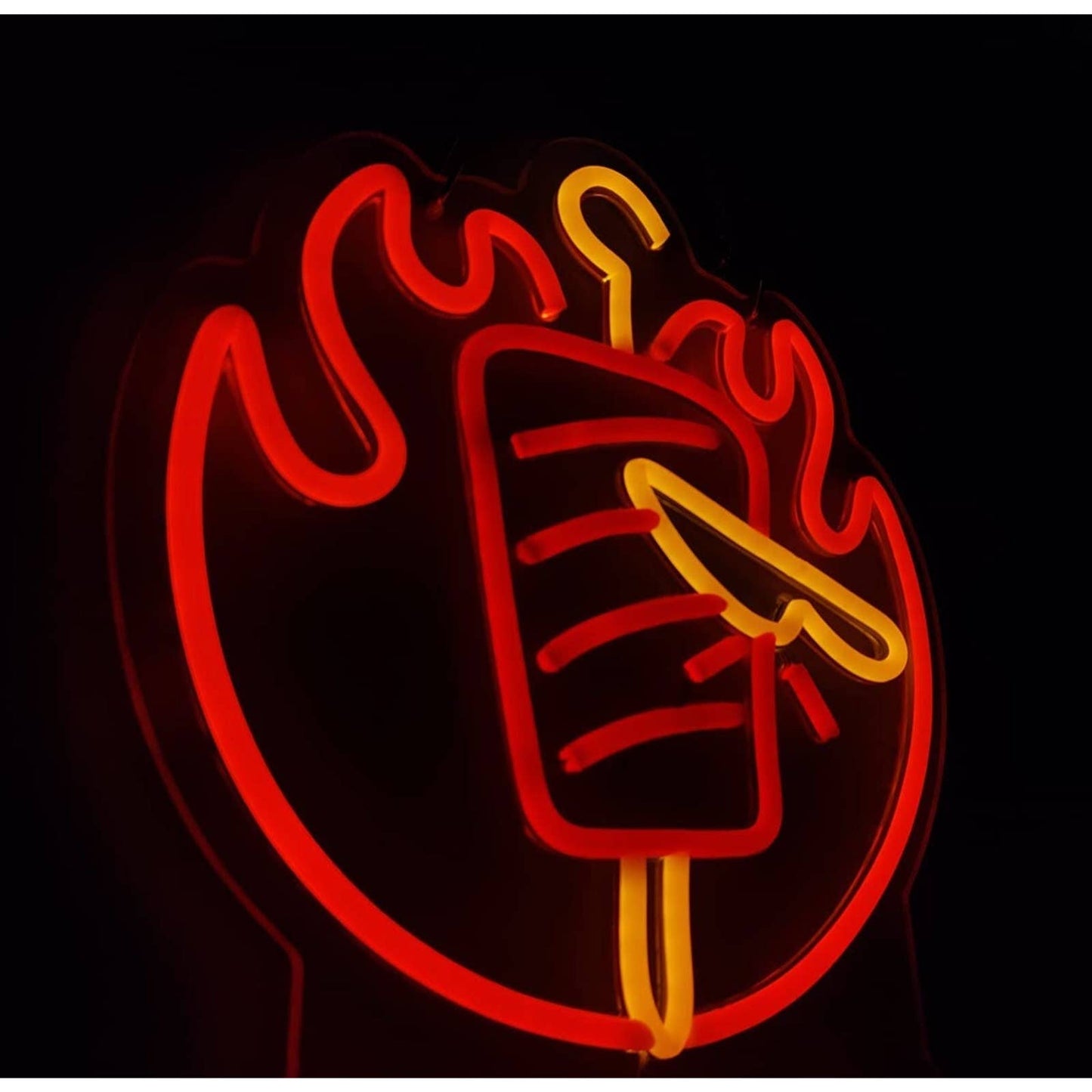 Tasty Bright Kabab LED Night Light Flame Fire Food Decoration