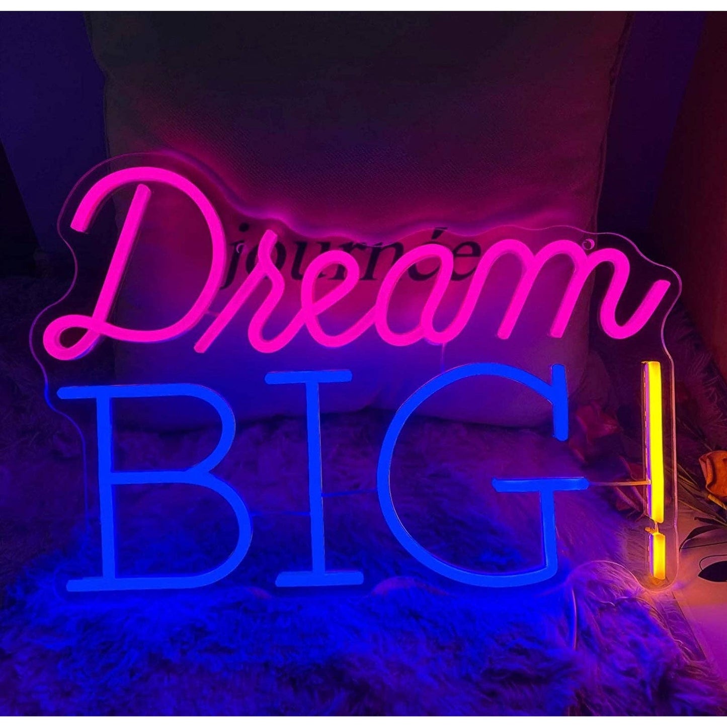 Positive & Uplifting Pink / Blue “Dream Big!” LED Light Room Wall Motivation Dec