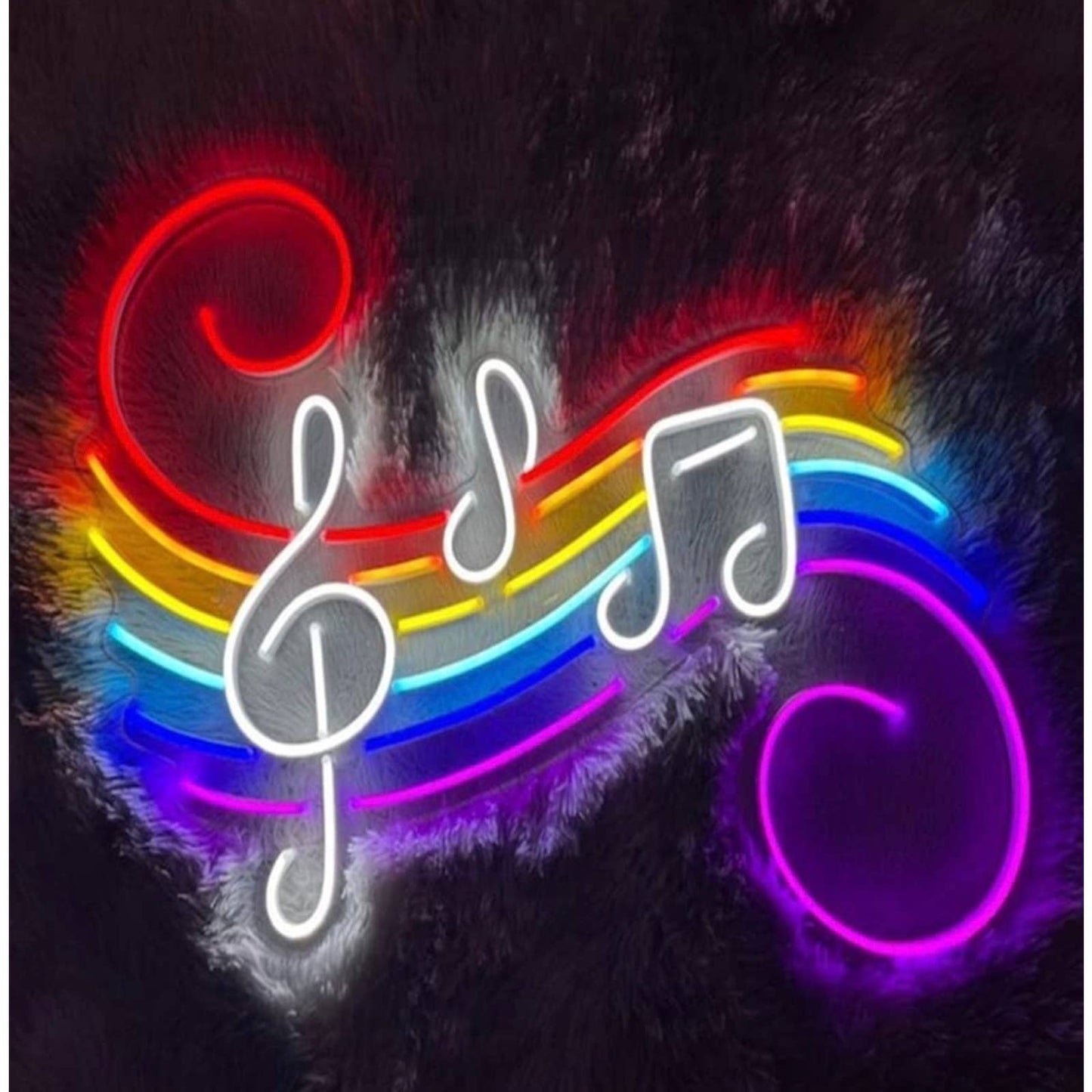 Lovely Bright Rainbow Musical Note LED Night Light Music Room Wall Art Decoratio