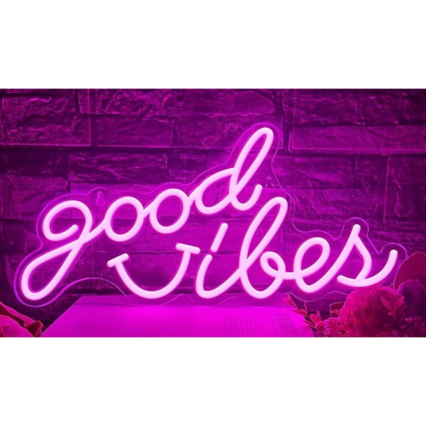 Lovely Bright Pink Good Vibes Happy Smiley Face LED Night Light Room Wall Decor