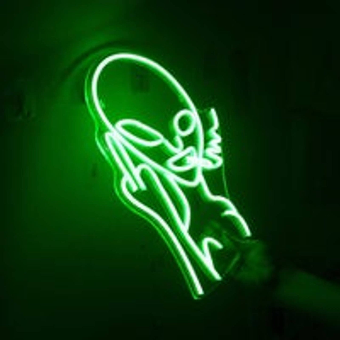 Funny Bright Green Bad Alien LED Night Light Sign Room Wall Decoration