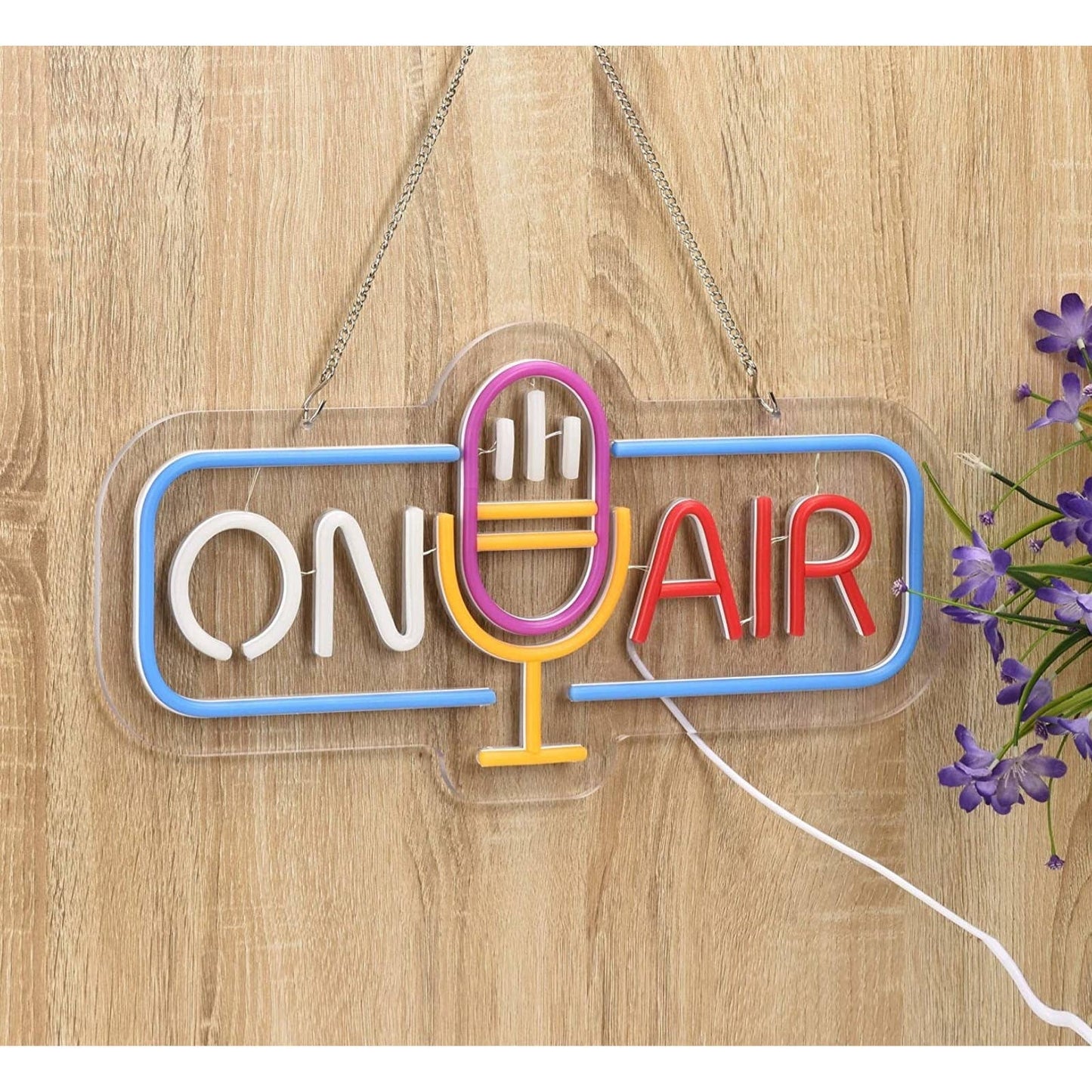 Lovely Bright Pink Microphone ON AIR LED Light Streaming Radio Studio Decor