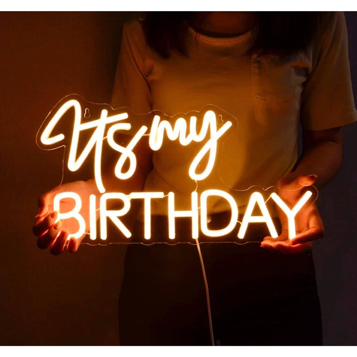 Lovely Bright Warm “It’s My Birthday” LED Night Light Room Wall Party Decoration