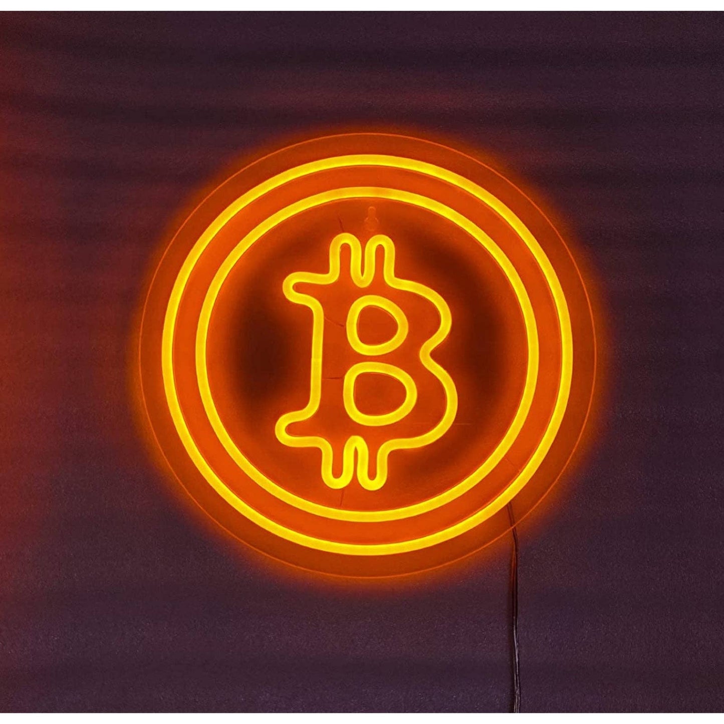 Bright Orange Bitcoin Crypto LED Night Light Currency Sign Decoration