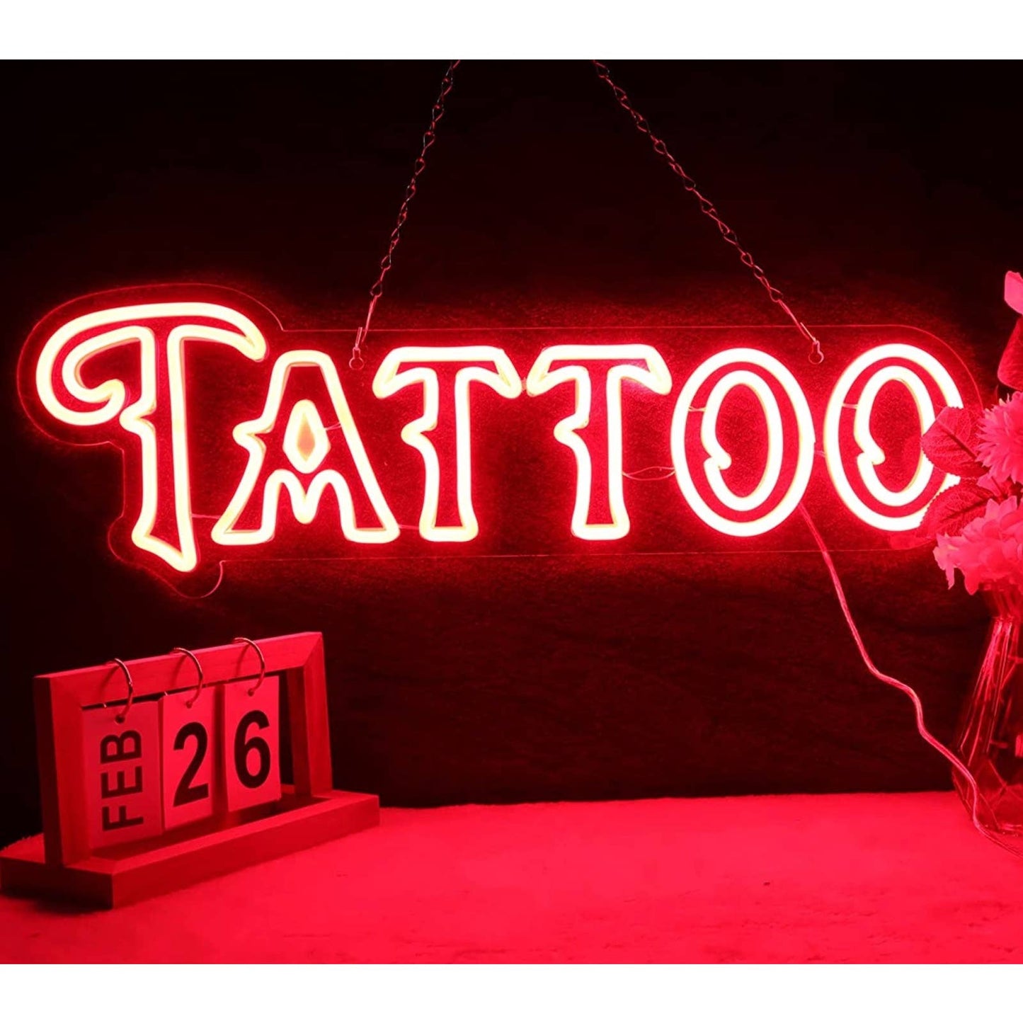 Vivid Bright Red Tattoo LED Business Store Light Window Wall Decoration