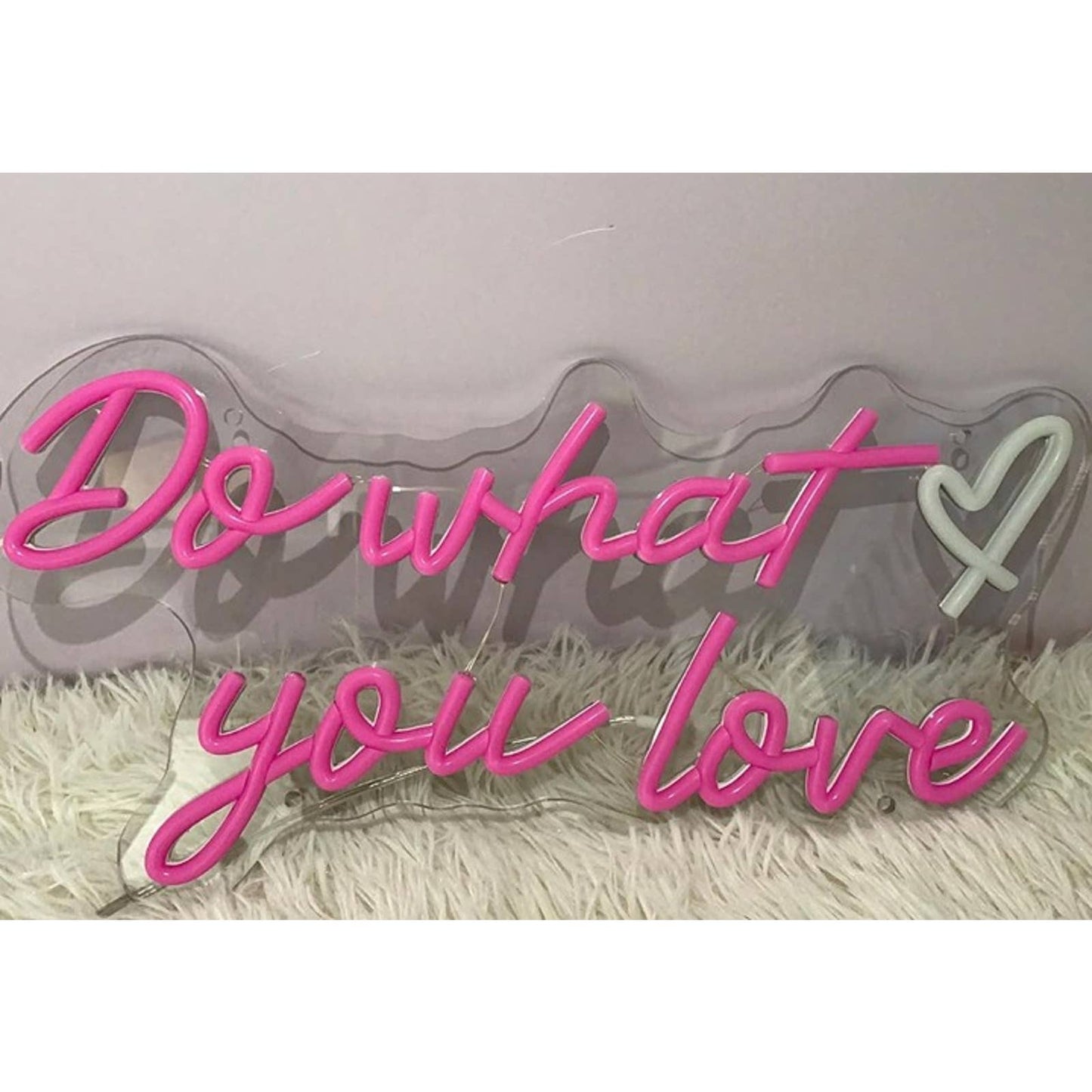 Lovely Bright Pink “Do What You Love” White Heart LED Night Light