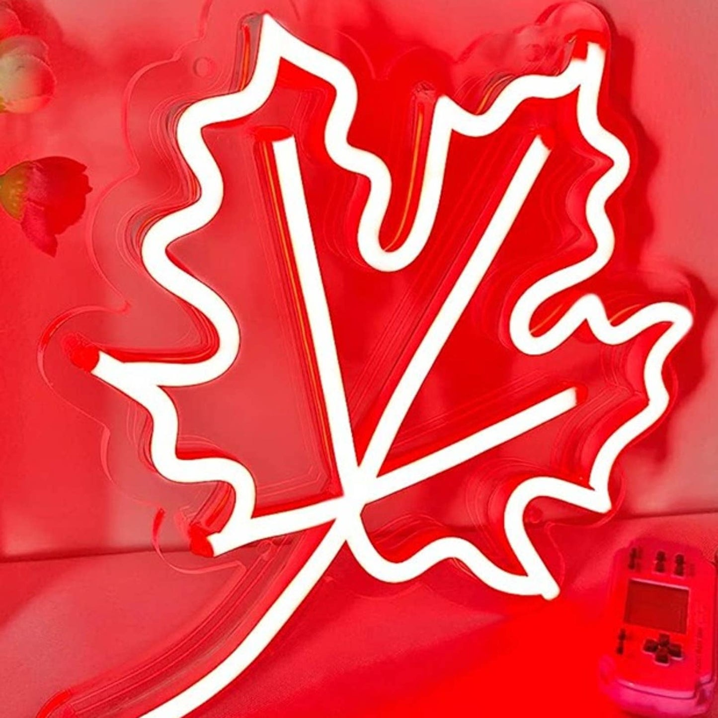 Vivid Bright Red Maple Tree Lead LED Night Light Canada Room Wall Decor