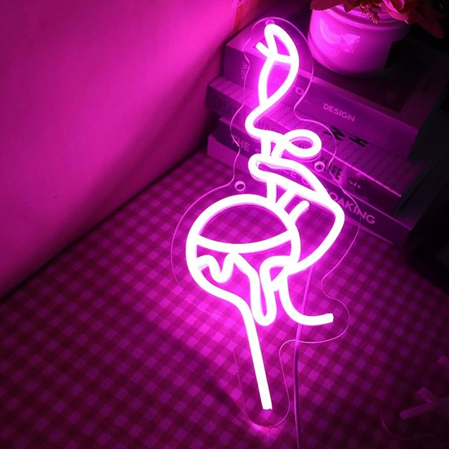 Vivid Bright Hot Pink Lady Licking Lollipop LED Night Light Room Wall Decor