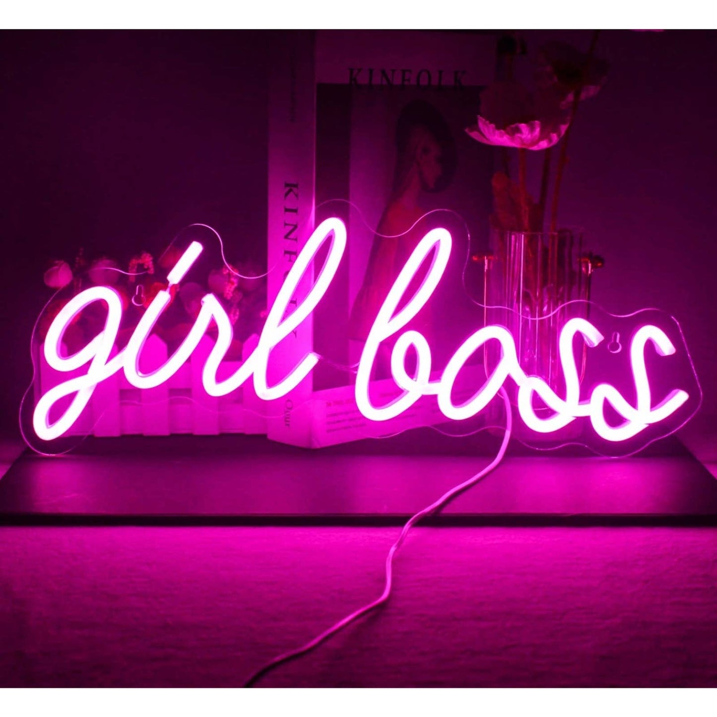Lovely Bright Pink “Girl Boss” LED Night Light Room Wall Decoration