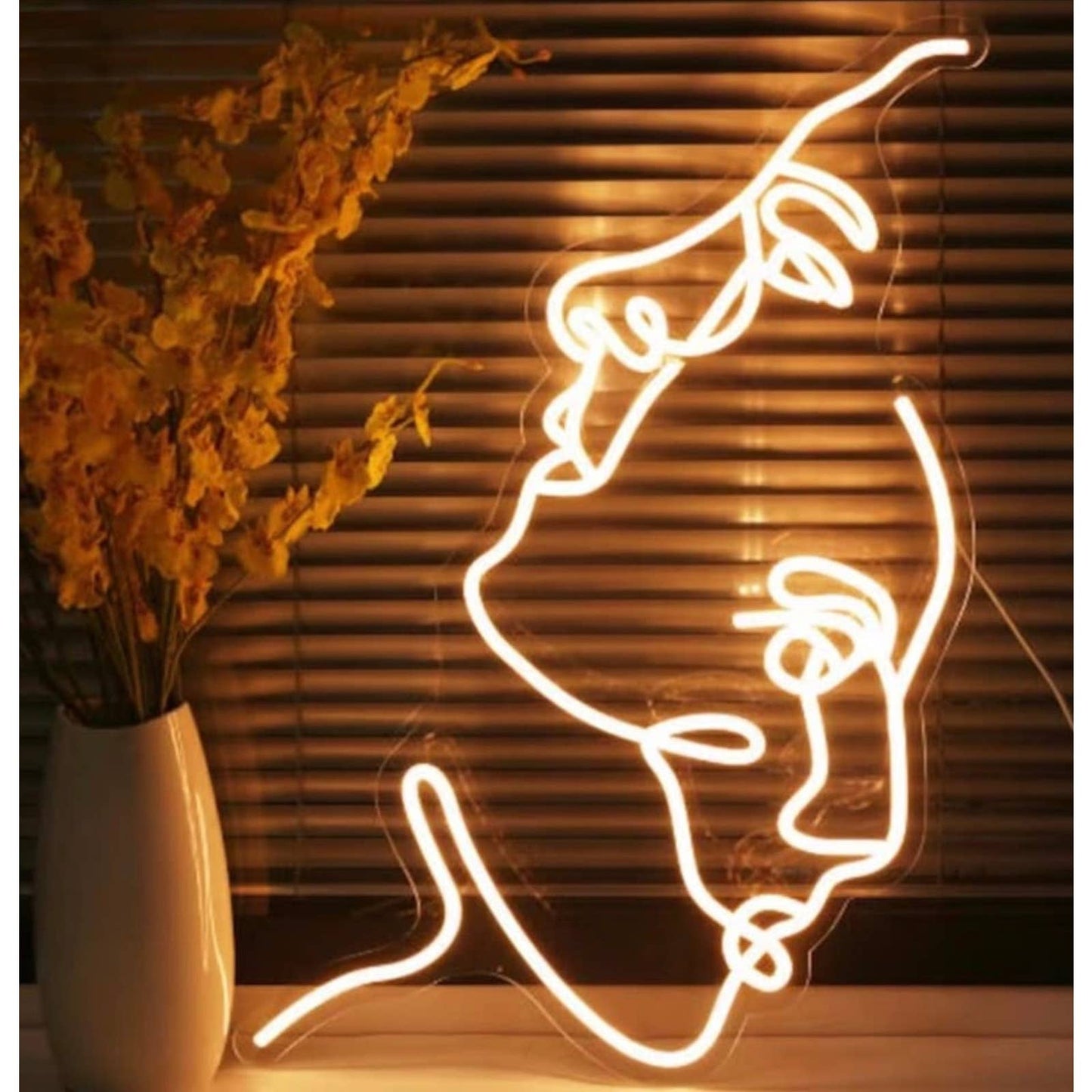 Lovely Bright White Abstract 2 Face String Neon LED Night Light Art Room Wall De
