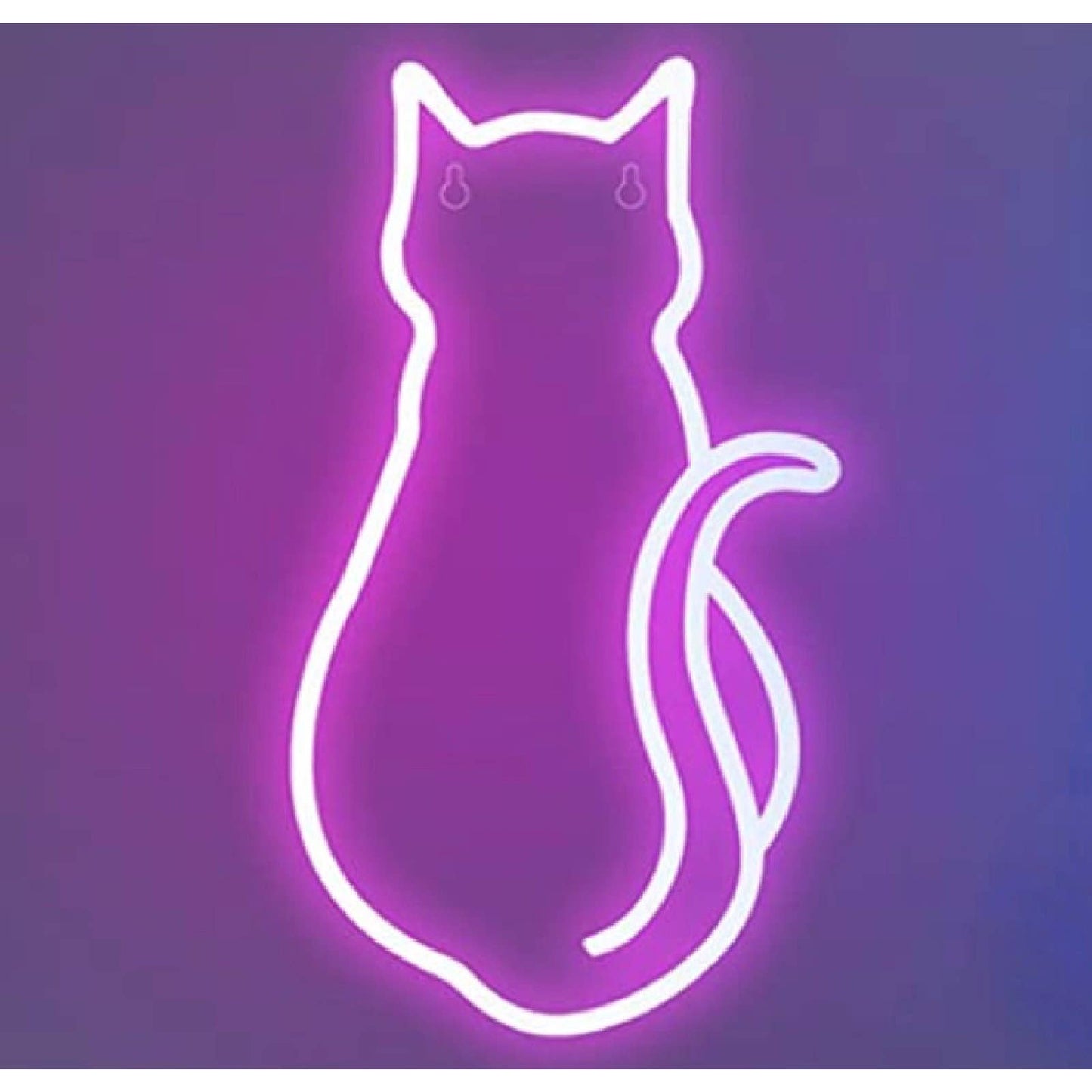 Adorable Bright Pink Kitty Cat Back and Tail LED Night Room Wall Decoration
