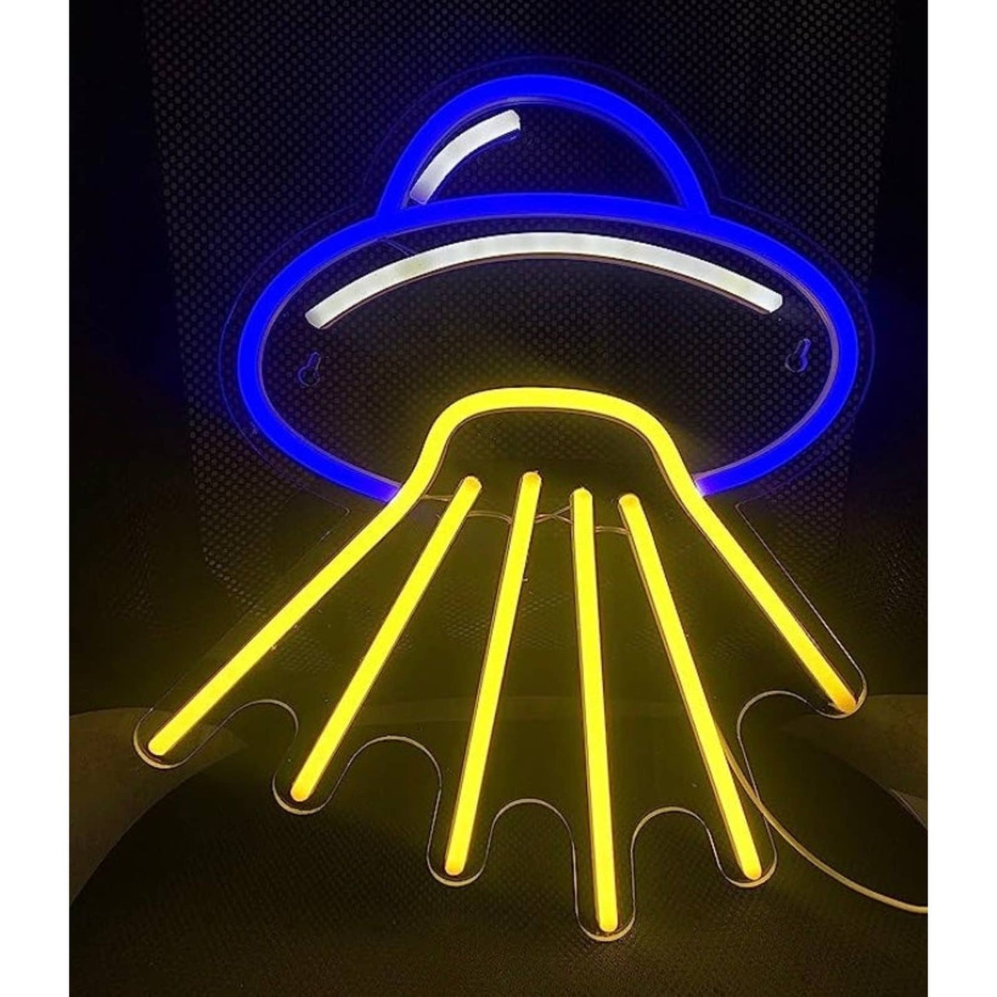 Fun Vivid Bright Blue / Yellow Alien UFO Spaceship LED Night Light Room Wall Dec