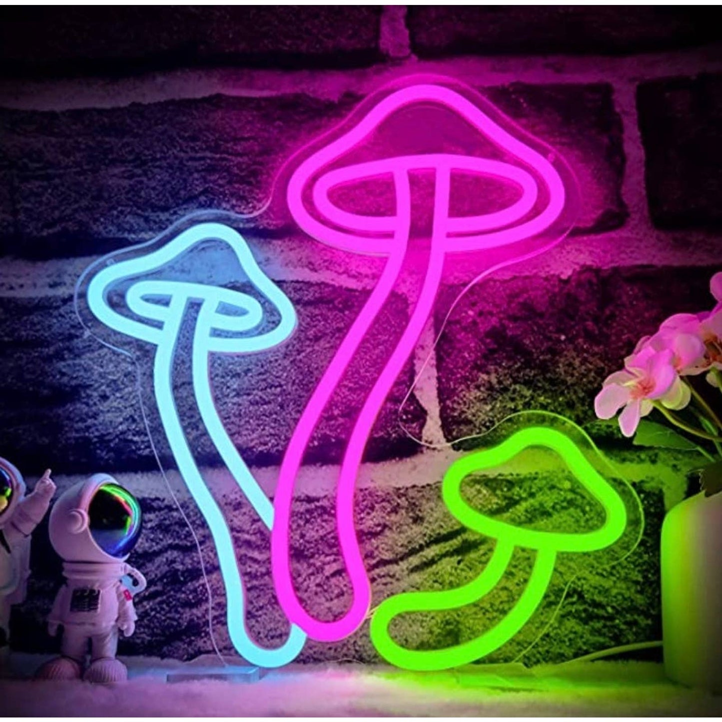 Lovely Colorful 3 Tall Mushroom LED Night Light Room Wall Decoration