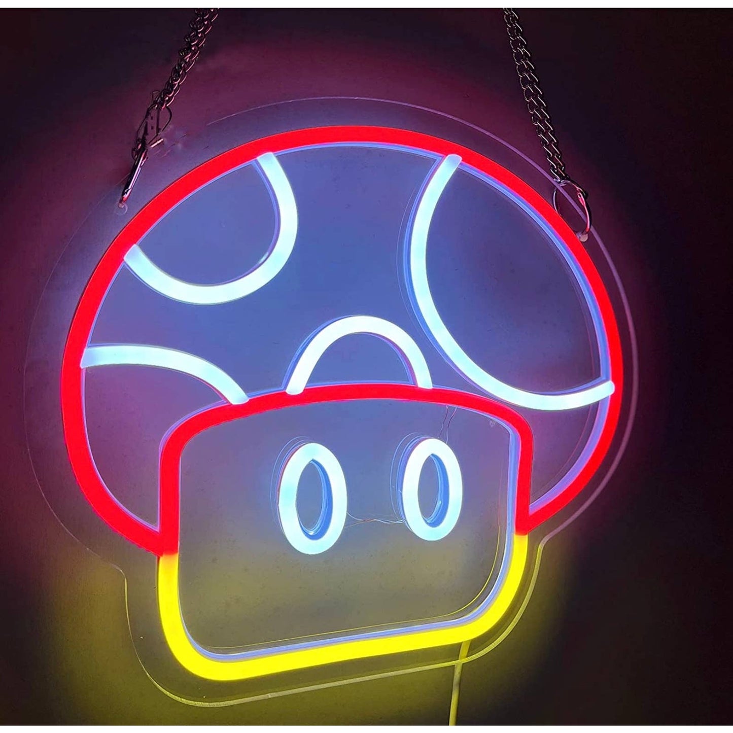 Fun Bright Super Mario Power Up Mushroom LED Light Video Game Room Wall Decor
