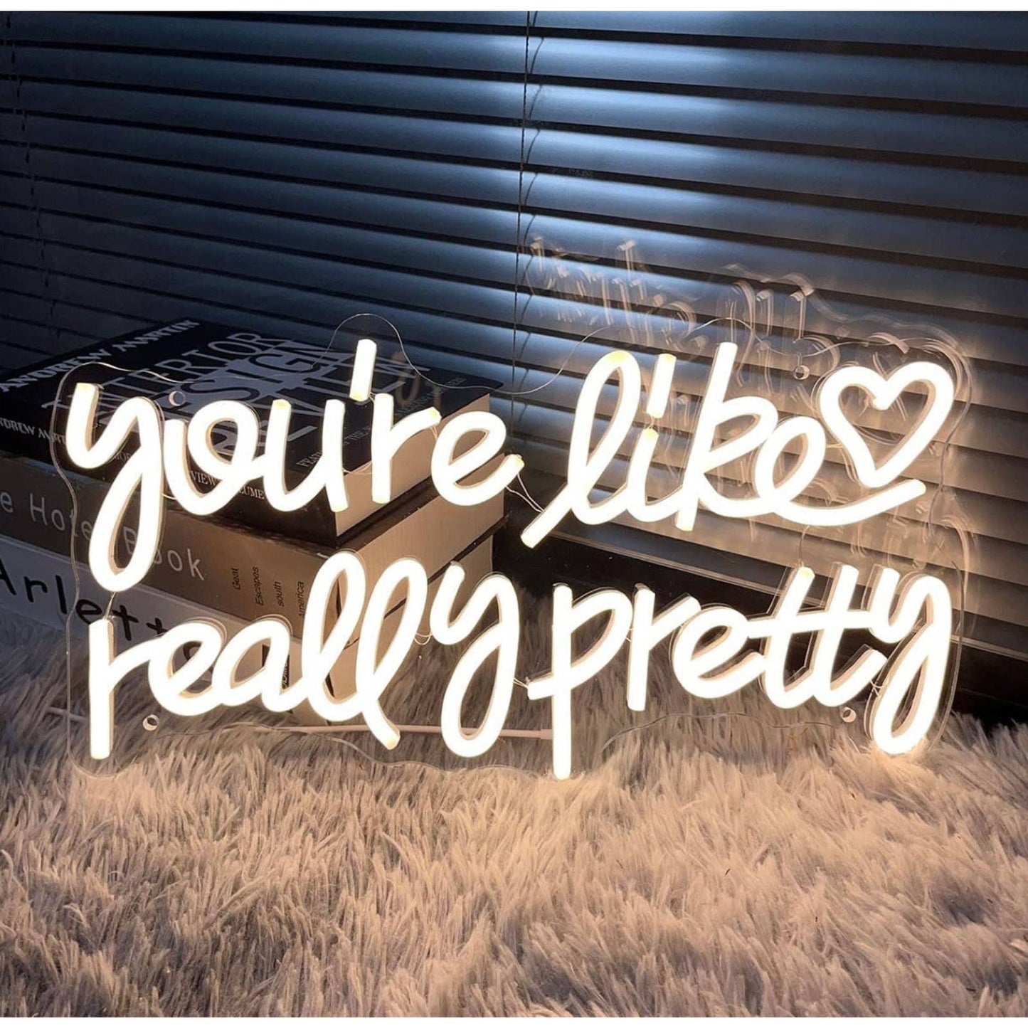 Lovely Cool White “You’re Like Really Pretty” Heart LED Night Light Room Wall De