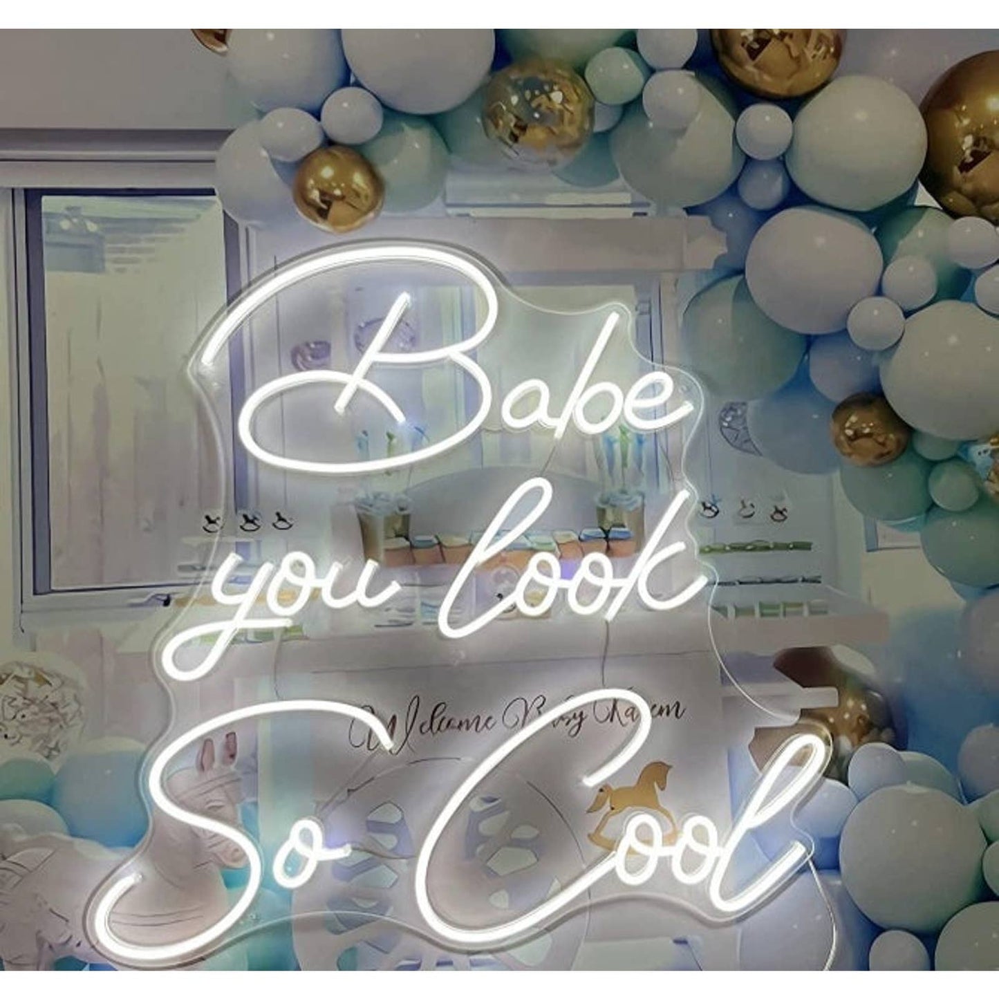 Lovely Large White “Babe You Look So Cool” LED Night Light Room Wall Decoration