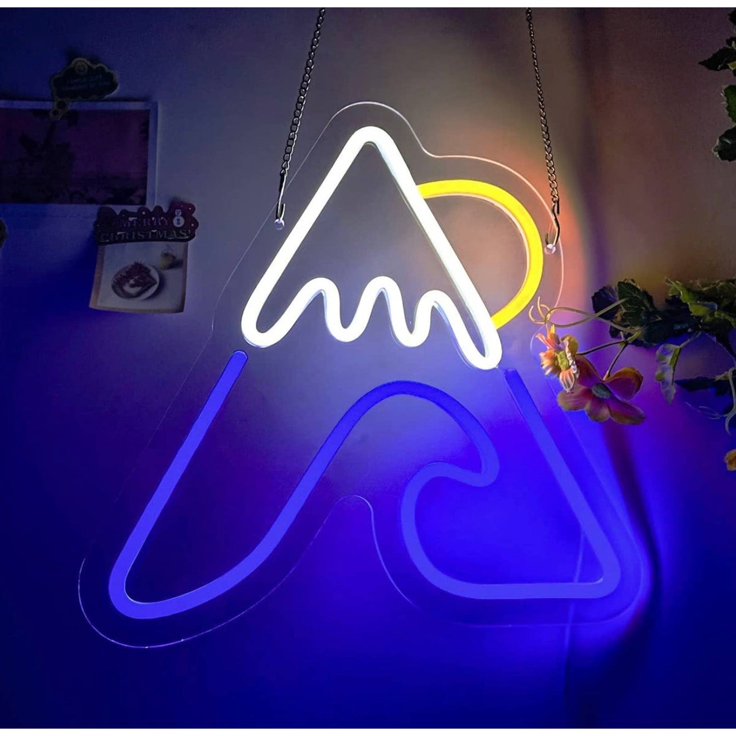 Lovely Bright Ice Top Mountain Sunset Ocean Wave LED Night Light Wall Art Decor