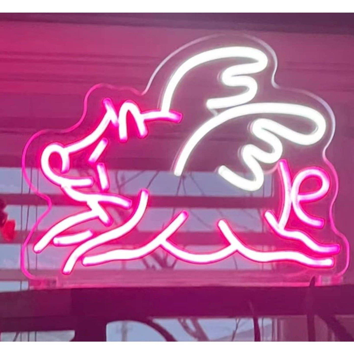 Lovely Bright Pink Flying Angel Pig LED Night Light Room Wall Decoration