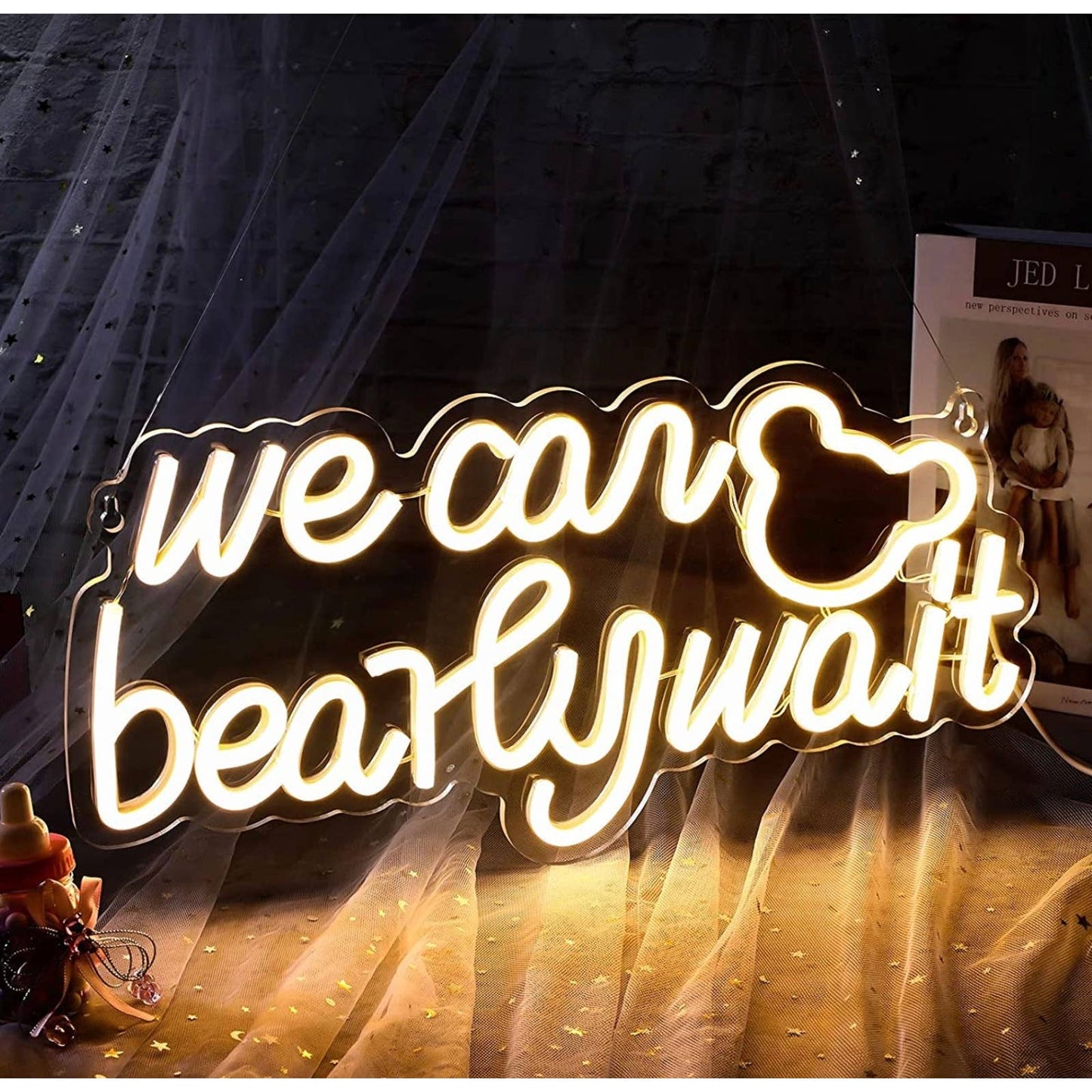 Lovely Bright “We Can Bearly Wait” LED Night Light Room Wall Decoration 1