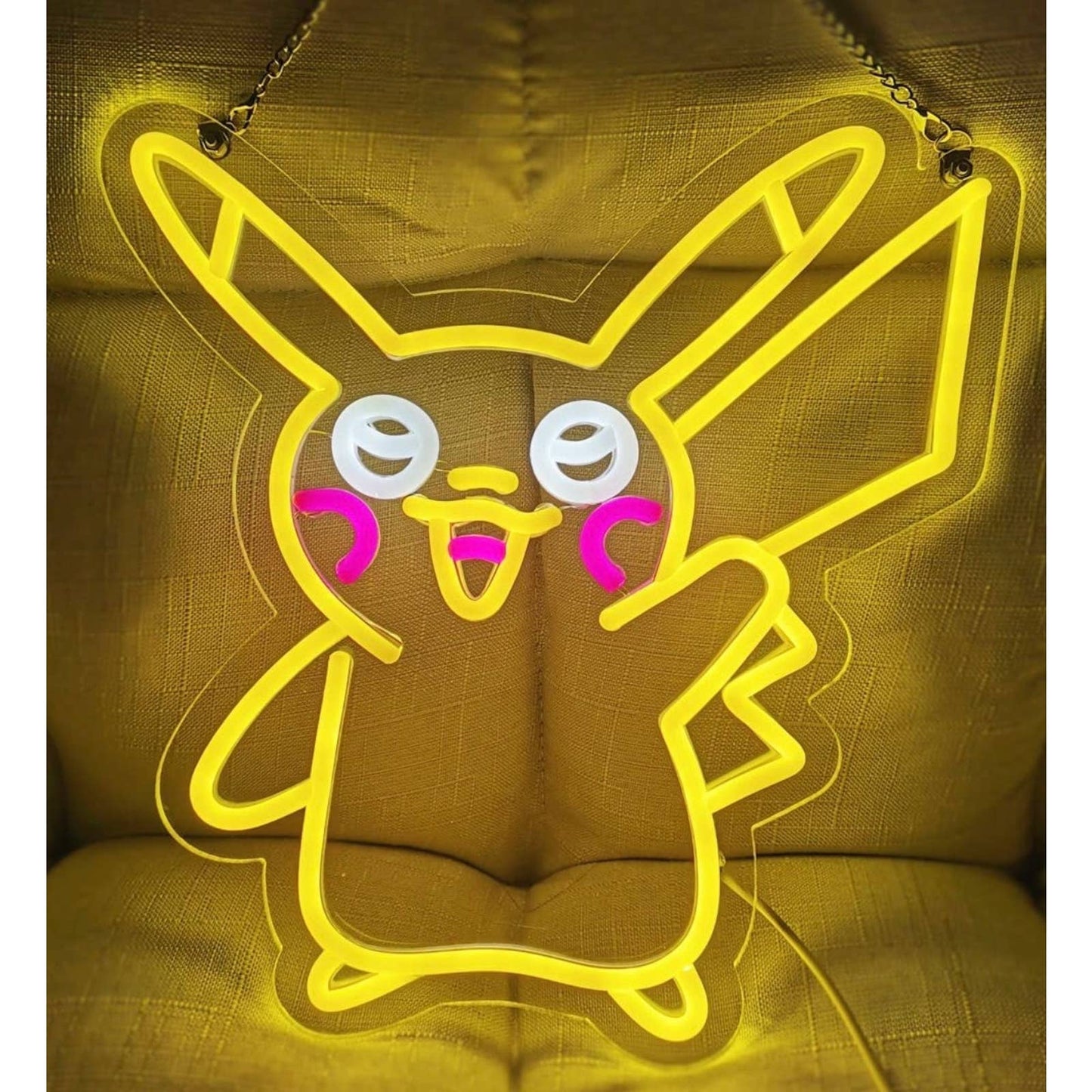 Cute Bright Yellow Waving Happy Pikachu LED Night Light Pokemon Room Wall Decor